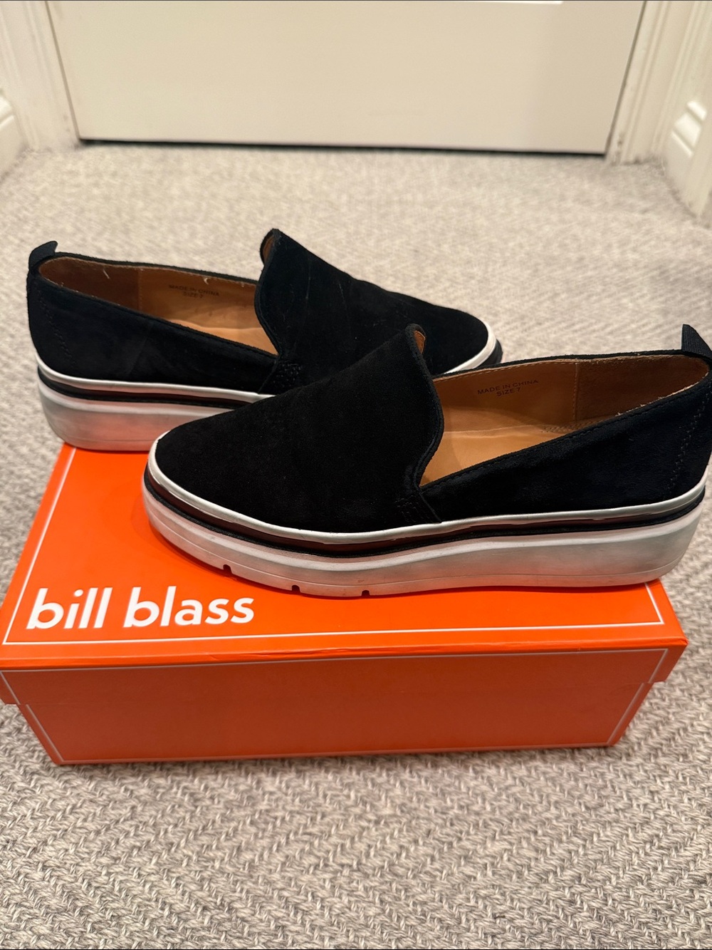 bill blass Black Suede Slip-On Platform Mules